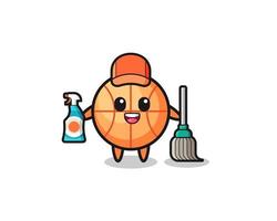 cute basketball character as cleaning services mascot vector