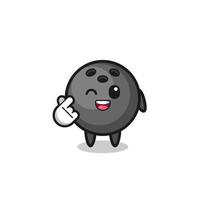 bowling character doing Korean finger heart vector