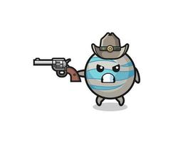 the planet cowboy shooting with a gun vector