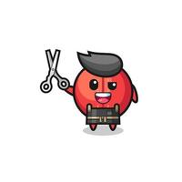 cricket ball character as barbershop mascot vector