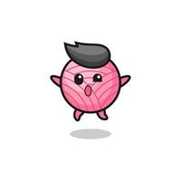 yarn ball character is jumping gesture vector