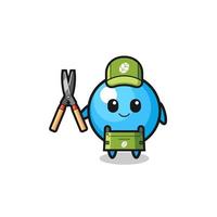 cute gum ball as gardener mascot vector