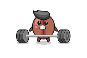 cartoon of coffee bean lifting a barbell vector