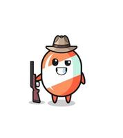 candy hunter mascot holding a gun vector
