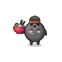 bowling as Chinese chef mascot holding a noodle bowl vector