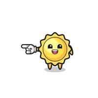 sun cartoon with pointing left gesture vector