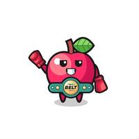 personaje de mascota boxer de manzana vector