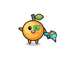 dibujos animados de fruta naranja como futura mascota guerrera vector
