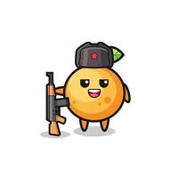 cute orange fruit cartoon as Russian army vector