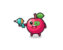 cute apple holding a future gun vector