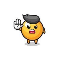 ping pong character doing stop gesture vector