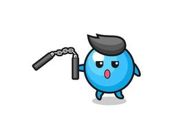 cartoon of gum ball using nunchaku vector