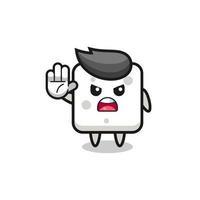 sugar cube character doing stop gesture vector