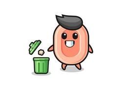 illustration of the soap throwing garbage in the trash can vector