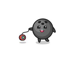 cartoon of cute bowling playing a yoyo vector