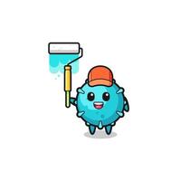 the virus painter mascot with a paint roller vector