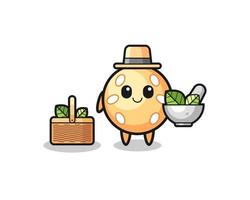 sesame ball herbalist cute cartoon vector