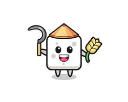 sugar cube Asian farmer holding paddy vector