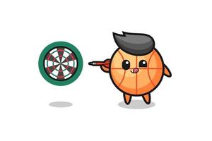 cute basketball is playing dart vector