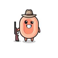 soap hunter mascot holding a gun vector