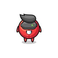 cute cricket ball using VR headset vector