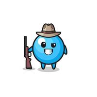 gum ball hunter mascot holding a gun vector