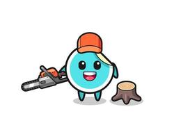 sticker lumberjack character holding a chainsaw vector