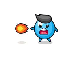 cute gum ball mascot is shooting fire power vector