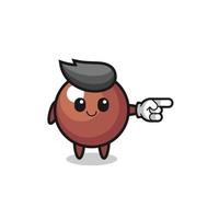 chocolate ball mascot with pointing right gesture vector