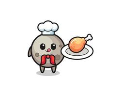 moon fried chicken chef cartoon character vector