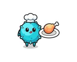 virus fried chicken chef cartoon character vector