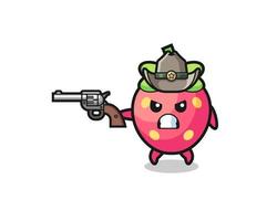 the strawberry cowboy shooting with a gun vector