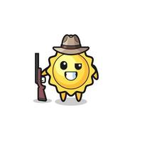 sun hunter mascot holding a gun