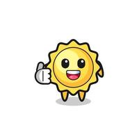 sun mascot doing thumbs up gesture vector