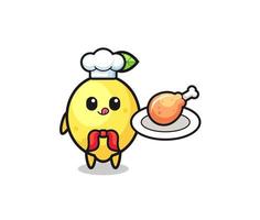 lemon fried chicken chef cartoon character vector