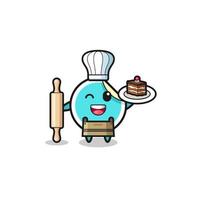 sticker as pastry chef mascot hold rolling pin vector