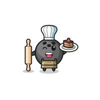 bowling as pastry chef mascot hold rolling pin vector