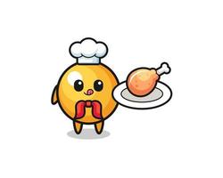 ping pong fried chicken chef cartoon character vector