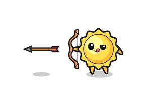 illustration of sun character doing archery vector