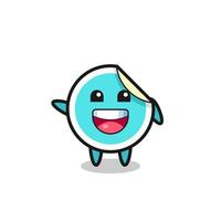 happy sticker cute mascot character vector