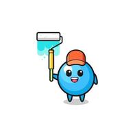 the gum ball painter mascot with a paint roller vector