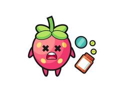 illustration of overdose strawberry character vector