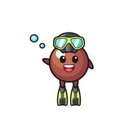 the chocolate ball diver cartoon character vector