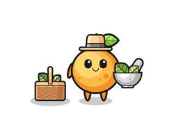 orange fruit herbalist cute cartoon vector