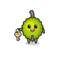 cute durian as a real estate agent mascot vector