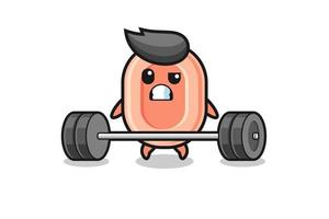 cartoon of soap lifting a barbell vector