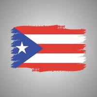 Puerto Rico Flag With Watercolor Painted Brush vector