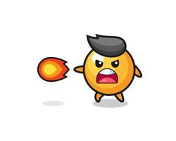 cute ping pong mascot is shooting fire power vector