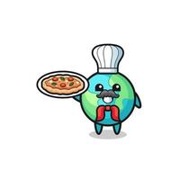 earth character as Italian chef mascot vector