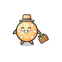 sesame ball herbalist character searching a herbal vector
